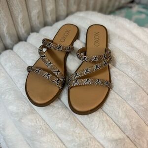 XOXO Women's Brown Snake Print Sandals